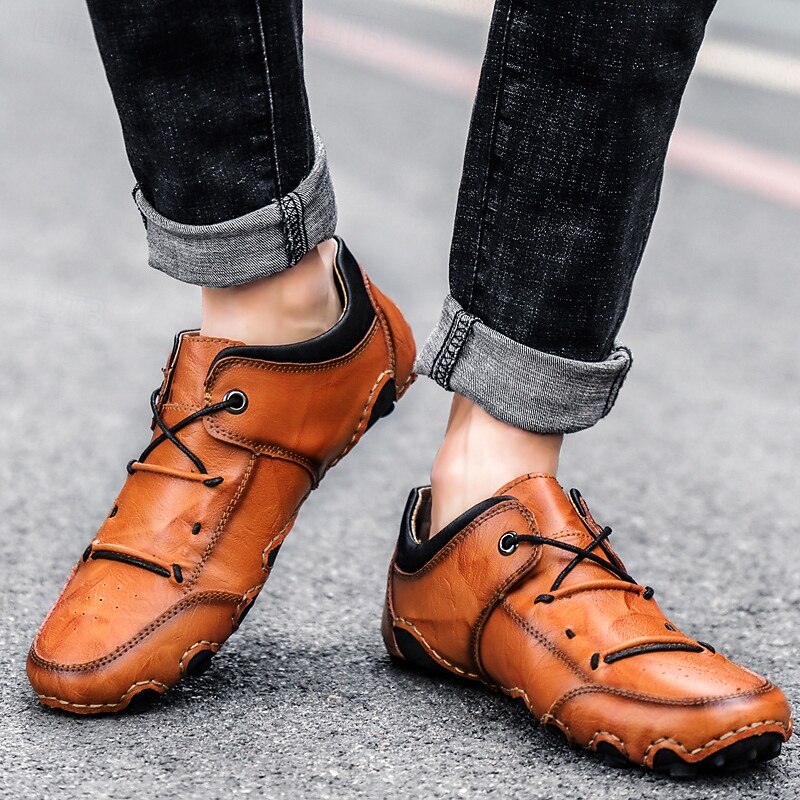 Men's Orange  Lace-Up Casual Shoes, Fashion Outdoor Walking Shoes with Unique Design for Travel, Parties and Streetwear4