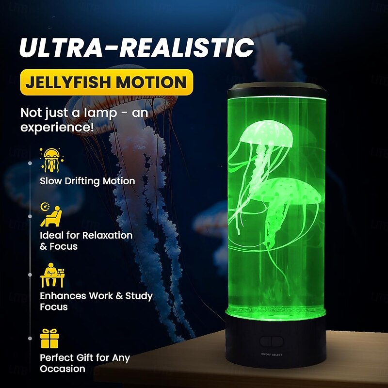 Jellyfish Lava Lamp Jellyfish Lamp with 16 Color Changing Lights Jellyfish Tank Table Lamp Jellyfish Aquarium Night Light Home Office Room Desk Decor Lamp Mood Light for Relax4