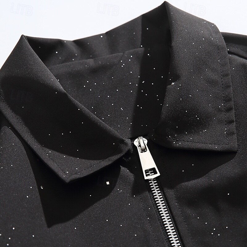 Men's Jacket Casual Jacket Outdoor Vacation Warm Zipper Pocket Fall Winter Plain Fashion Streetwear Standing Collar Regular Apricot Black Jacket4