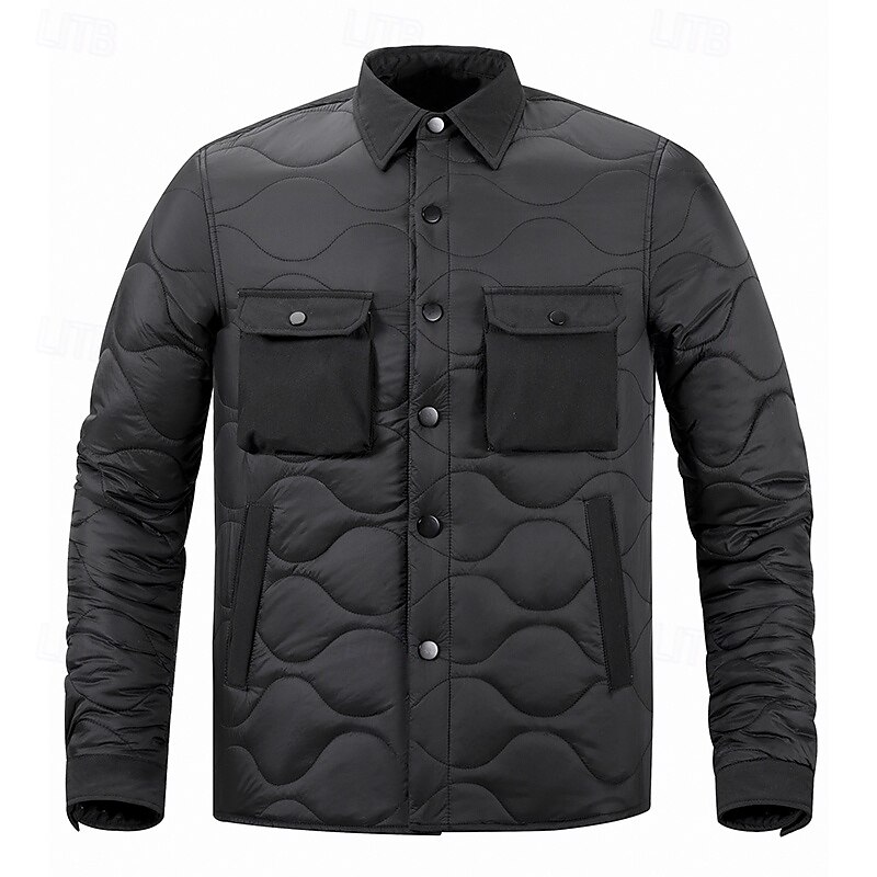 Men's Hiking Jacket Puffer Jacket Thermal Jacket Outdoor Thermal Waterproof Hiking Outfits Hiking Clothes Winter Autumn / Fall Top Camping / Hiking / Caving Running Solid Color Black