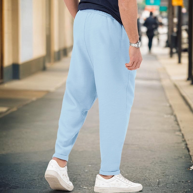 Men's Sweatpants Trousers Pocket Elastic Waist Plain Comfort Sports Outdoor Daily Fashion Casual Black White Micro-elastic3