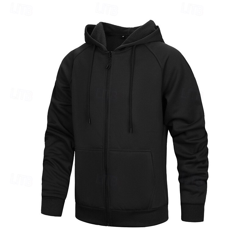 Men's Hoodie Full Zip Hoodie Pullover Hoodie Sweatshirt Black Army Green Khaki Gray Hooded Plain Pocket Sports & Outdoor Casual Daily Streetwear Cool Sportswear Fall & Winter Clothing Apparel Hoodies3
