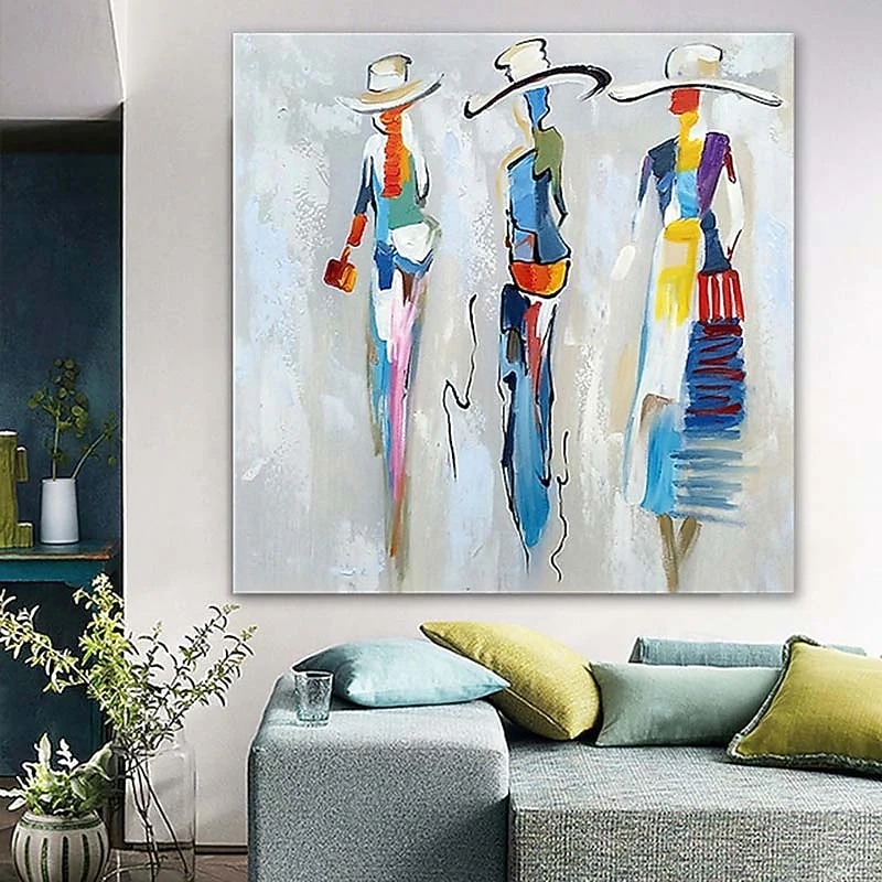 Hand Painted Oil Painting On Canvas,Woman'S Stick Figure ,Vintage Old Large Size Abstract Pattern, Suitable For Vertical Hanging In Office Home Hotel Cafe Wall Decorations, Adult Gifts2