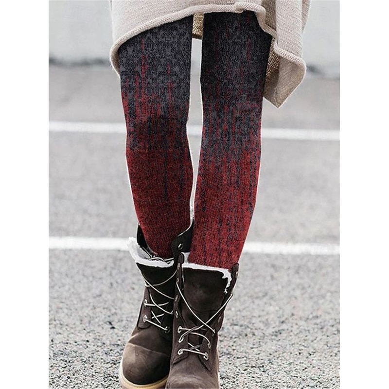 Women's Leggings Vacation Vintage Fashion Full Length High Waist Graphic Abstract Printing Thermal Warm Soft Breathable Stretchy Outdoor Vacation Street Wine Black Blue Orange Spring Fall Slim Fit3