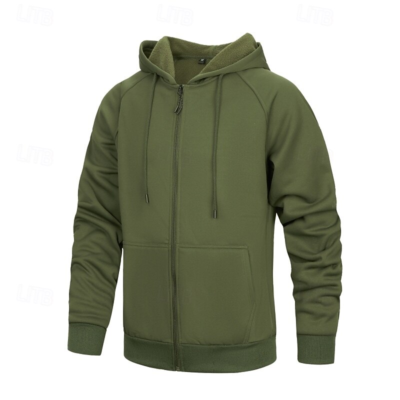 Men's Hoodie Full Zip Hoodie Pullover Hoodie Sweatshirt Black Army Green Khaki Gray Hooded Plain Pocket Sports & Outdoor Casual Daily Streetwear Cool Sportswear Fall & Winter Clothing Apparel Hoodies2