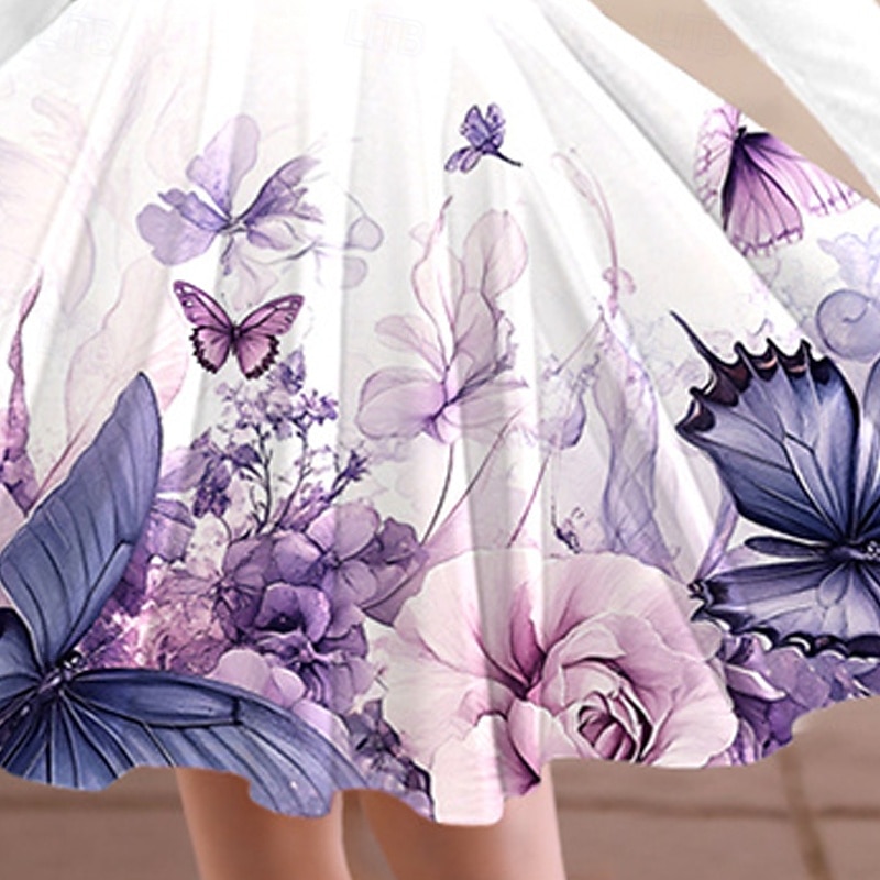 Girls' 3D Butterfly Flower Dress Long Sleeve Summer Spring Vacation Daily Holiday Princess Beautiful Sweet Kids 4-12 Years Casual Dress A Line Dress Knee-length Regular Fit3