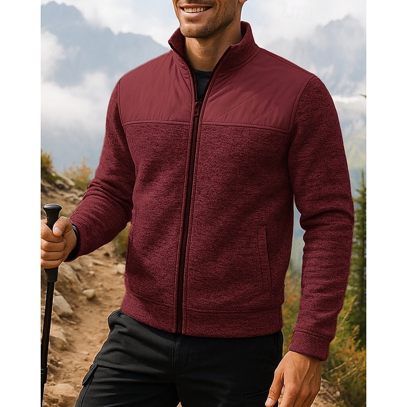 Men's Hiking Jacket Sport Jacket Outdoor Thermal Hiking Outfits Hiking Clothes Winter Autumn / Fall Top Camping / Hiking / Caving Running Patchwork Black Red Blue4