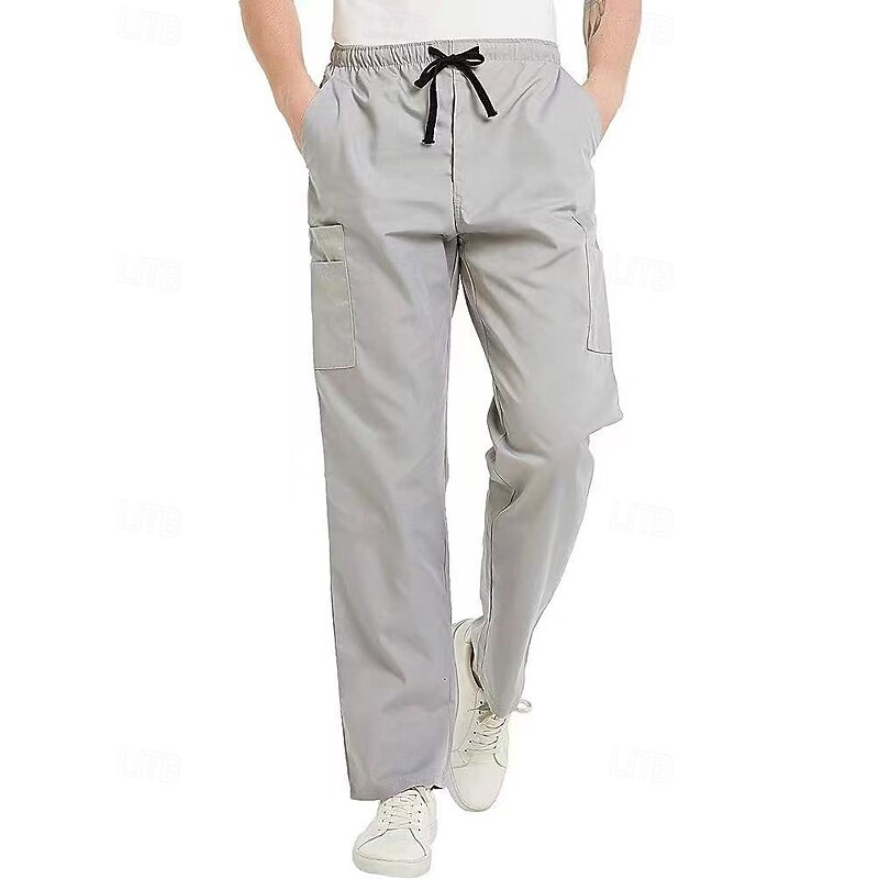 Men's Cargo Pants Trousers Drawstring Elastic Waist Multi Pocket Plain Wearable Outdoor Daily Camping & Hiking Fashion Classic Black Khaki3