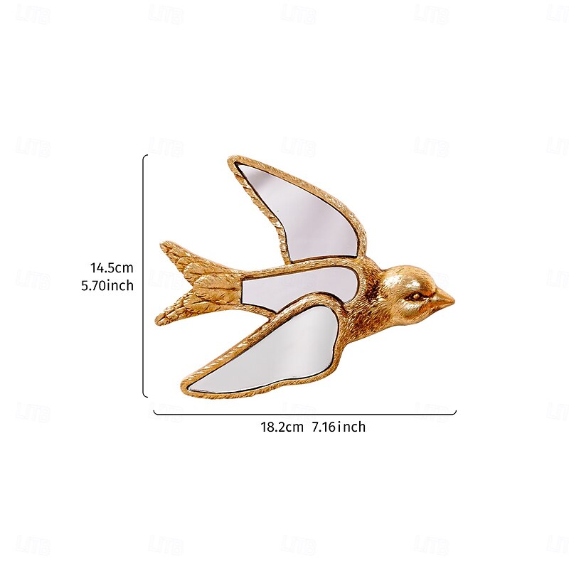 Gold Resin Swallow Wall Sculpture – 5.7-7 Inch Decorative Bird Figurine with Mirror Inlay, Creative Home Decor for Bird Lovers, Parties & Insect Exhibits2