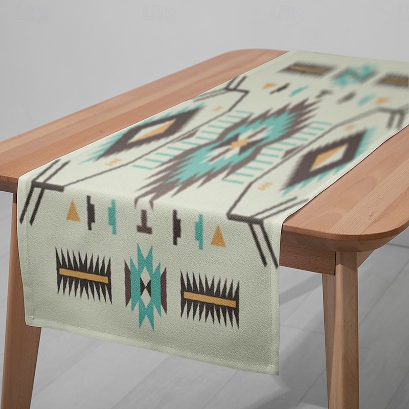 1pc Geometric Table Runner, Digital Printed Rectangular Tablecloth for Dining Room, Wedding, Banquet, or Party Decoration4