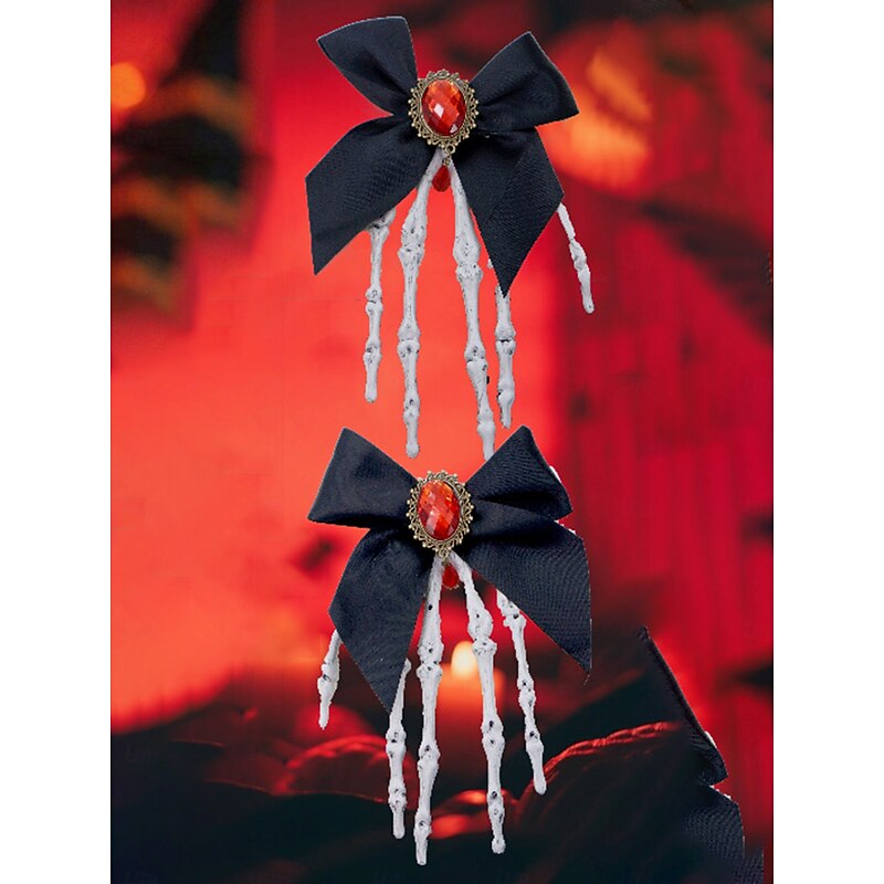 Women's Gothic - Style Black Bow Hair Clip with Skeleton Hand Detail, Perfect for Halloween Party Wear4