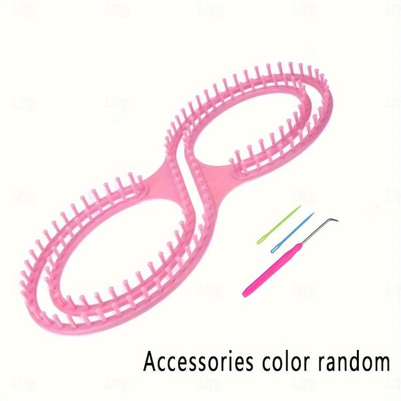 1 Set Deluxe Knitting Loom Kit - Create Beautiful Hats, Scarves, Shawls, Sweaters, Socks, and Blankets with Ease - DIY Yarn Craft Kit with Hooks, Available in Pink and Blue Colors2