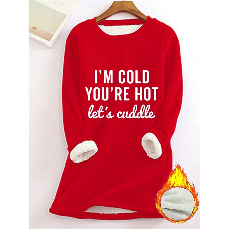 Women's Pullover Sweatshirt Letter Casual Comfrt Long Sleeve Crew Neck Regular Tops Street Dailywear Print Light Pink Black Yellow Dark Pink Red Fall Winter4