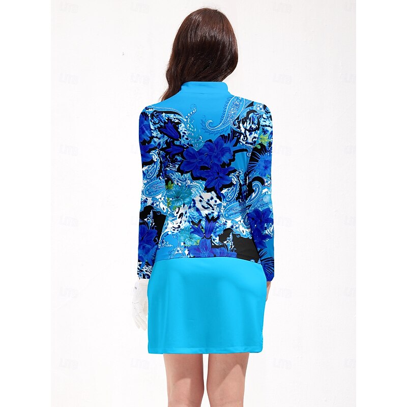 Women's Golf Polo Shirt Blue Long Sleeve Top Ladies Golf Attire Clothes Outfits Wear Apparel2