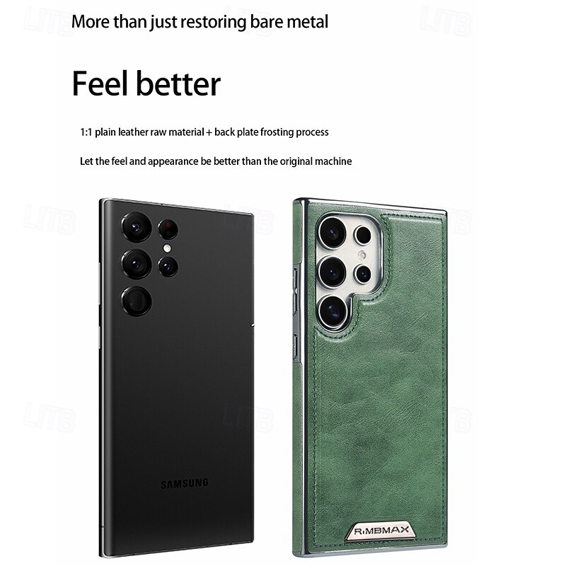 Phone Case For Samsung Galaxy S25 Ultra S24 Ultra Plus S23 Ultra Plus Back Cover Support Wireless Charging Shockproof Retro TPU PU Leather