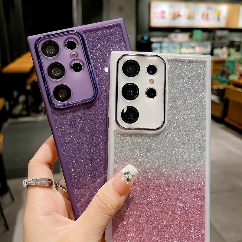 Phone Case For Samsung Galaxy S25 S25 Edge S24 S24 FE S23 Ultra Plus S22 Plus  Ultra A55 5G A35 5G A25 A15 Back Cover Bling Glitter Shiny Shockproof Color Gradient Silicone4