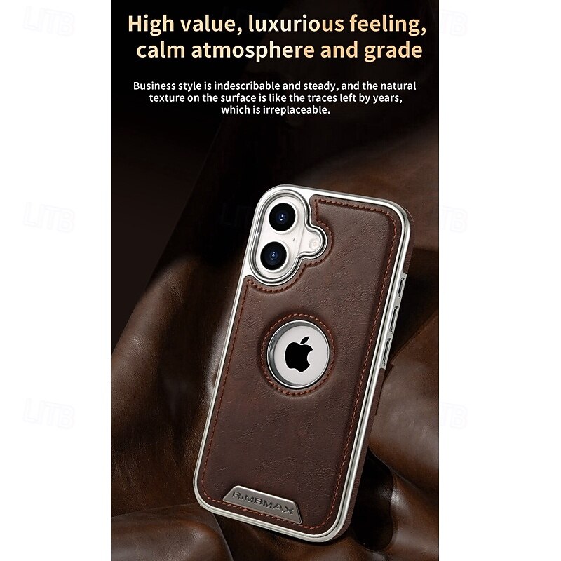 Phone Case For iPhone 16 15 14 Pro Max Plus 16e 13 Pro Max Back Cover Shockproof Retro TPU PU Leather4