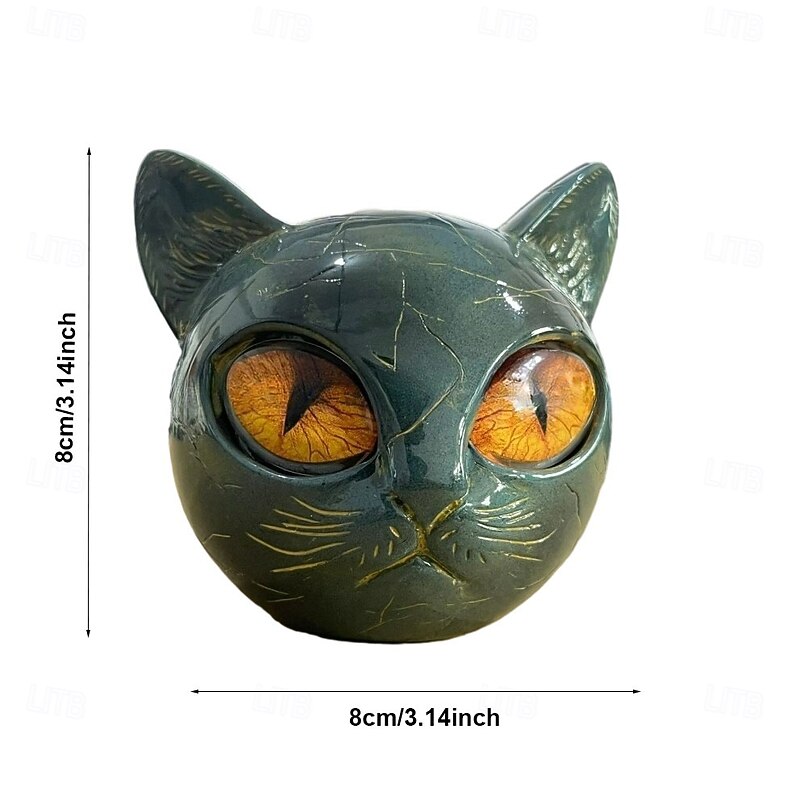 Luxury Black Cat Stone Sculpture Halloween Decoration Hand-Carved Crystals and Healing Stones Carved Halloween Black Cat Decor Pussy Figurine4