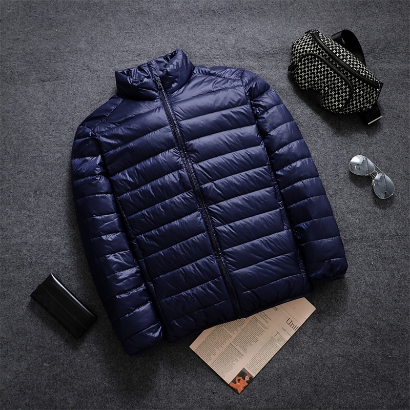 Men's Winter Coat Down Jacket Puffer Jacket Padded Jacket Pocket 50% White duck down Vacation Daily Wear Date Regular Fashion Casual Comfortable Thermal Warm Fall & Winter Solid / Plain Color Wine4