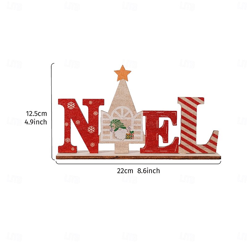 Christmas Wooden Letter Decorations, Cartoon Style Xmas Tabletop Signs, Festive Holiday Ornaments for Home Decor and Party Decoration4