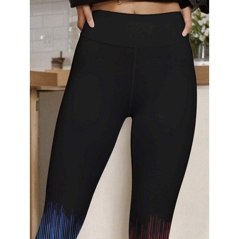 Women's Pants Trousers Leggings Cozy Leggings Streetwear Casual Full Length High Waist Gradient Elastic Waist Print Breathability Comfortable Stretchy Vacation Street Daily Wear Red Blue Summer2