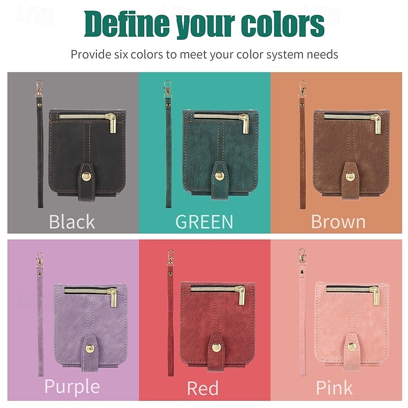 Phone Case For Samsung Galaxy Z Flip 7 Z Flip 6 Z Flip 5 Z Flip 4 Wallet Case with Lanyard Card Slot Shockproof TPU PU Leather2