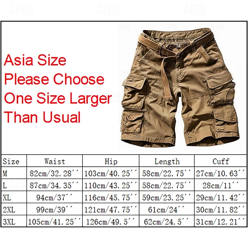 Men's Tactical Shorts Cargo Shorts Shorts Buttons Multi Pocket Plain Wearable Short Outdoor Daily Going out Fashion Classic ArmyGreen Yellow camouflage2