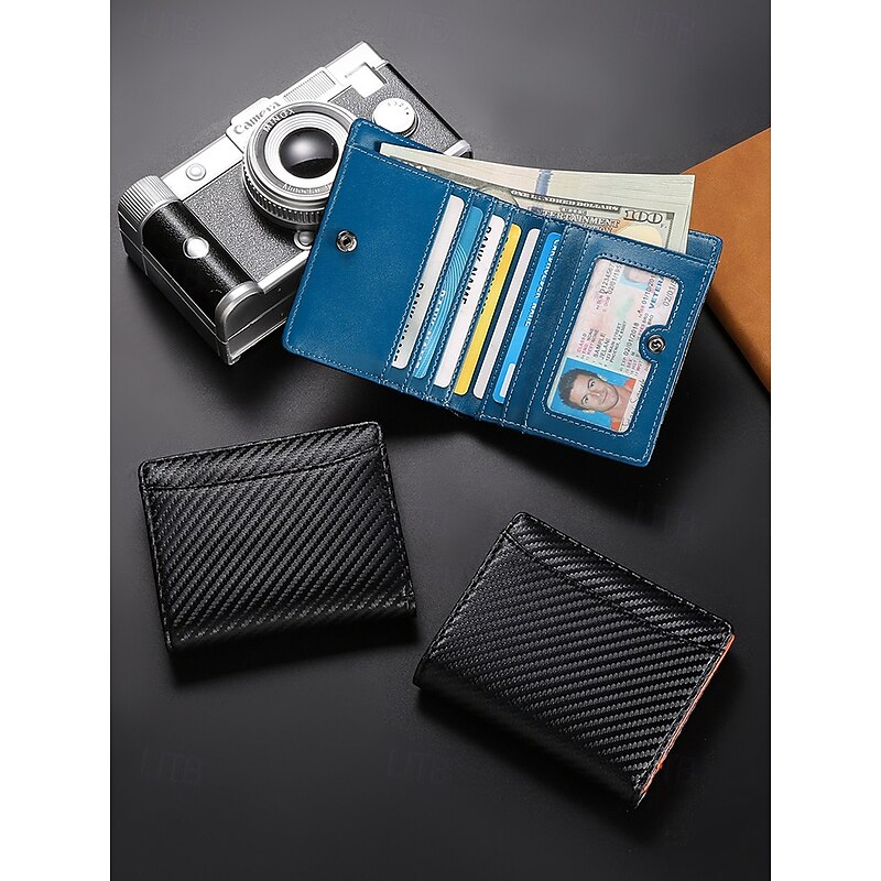 Men's RFID Blocking Leather Wallet with Large Capacity – Slim Bifold Card Holder with 7 Card Slots, ID Window, Cash Slot and Zipper Coin Pocket for Everyday and Travel2