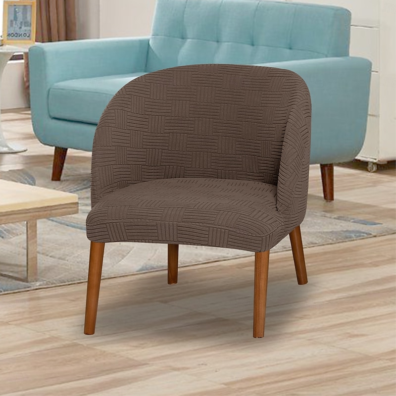 Decorative Chair Cover with 5x5 Grid and Winged Back - Stretch Fit Slipcover for Dining or Accent Chairs4