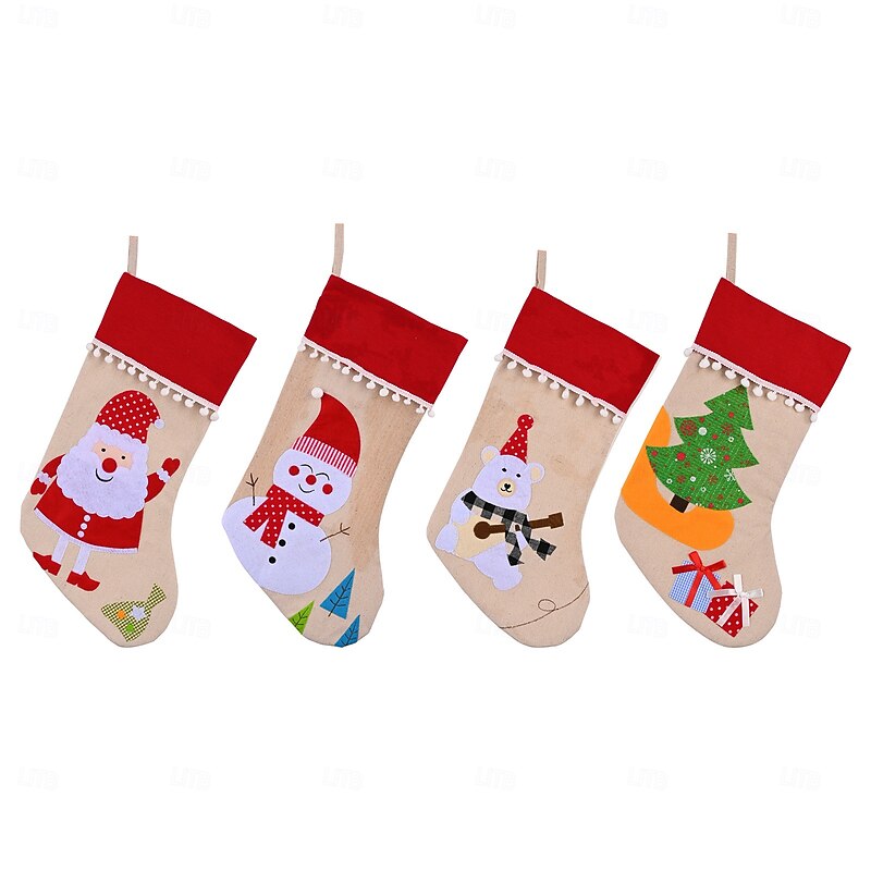Christmas Stocking Cartoon Reindeer Santa Creative Holiday Sock Gift Bag for Christmas Presents Home Fireplace Festive Party Seasonal Decoration Accessory3