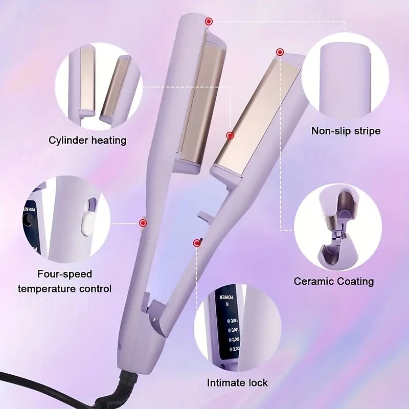 Hair Styling Tool with Negative Ionic Technology Curling Iron for Quickly Creating Smooth Waves US Plug 32mm Wavy Curling Iron Deep U-Shaped Wool Curls for Long-Lasting Styling4