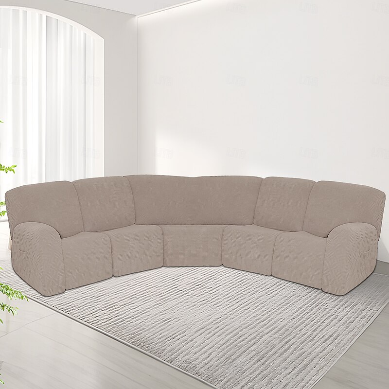 5-Seat Modular Reclining Sectional Sofa with 5x5 Grid Design - Corner Lounge Couch with Low Back and Modern Aesthetic3