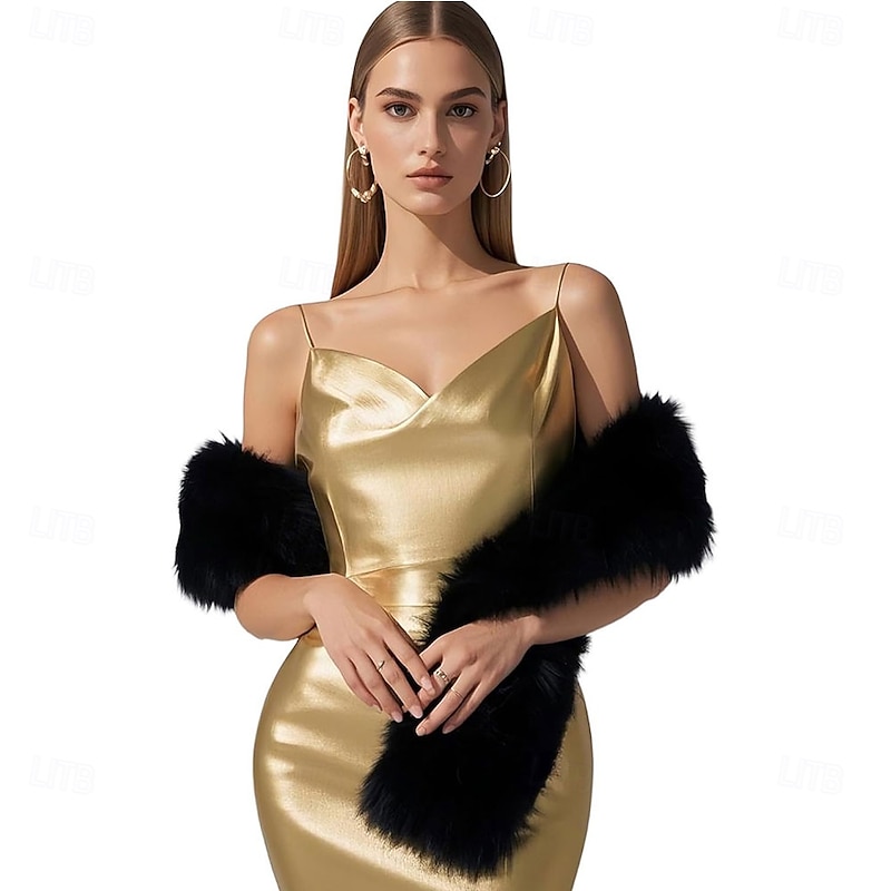 Barelove Long Women's Faux Fur Collar Scarf Wrap Cold Winter Warm Wrap Stole Scarf Shawl Shrug Neck Warmer4