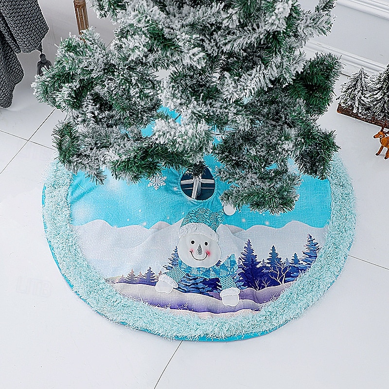 Christmas Tree Skirt With Light Plush LED Blue Glowing Christmas Tree Surround Festive Holiday Decoration Perfect Illuminated Tree Base Cover for Home Party Celebration3