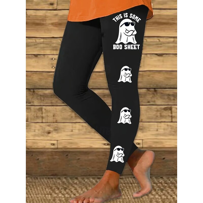 Women's Leggings Vacation Vintage Ethnic Style Ankle-Length High WaistPantsHalloween Skull 3D Print Quick Dry Breathability Soft Stretchy Formal Outdoor Vacation Black White Dark Gray Fall Slim Fit3