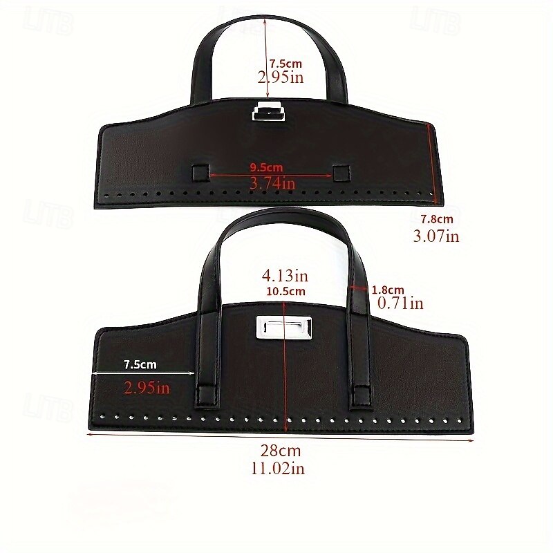 PU Leather DIY Knitting Bag Accessory Set - Handbag Handles and Lock Buckle for Yarn Weaving and Fabric Splicing Crafts4