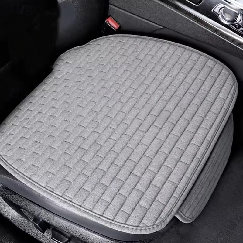 Universal Flax Car Seat Cover Breathable Linen Fabric Front Rear Seat Cushion Protector Auto Interior Men Car Accessories3