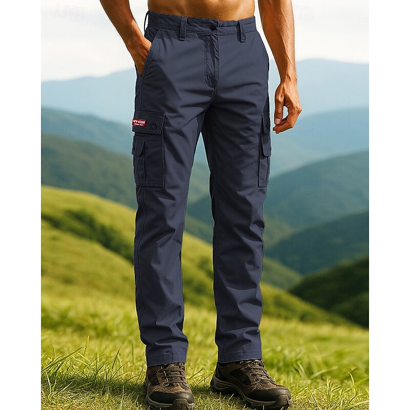 Men's Cargo Pants Hiking Pants Trousers Outdoor Regular Fit Windproof Bottoms Pocket Black Blue Camping / Hiking Running S M L XL XXL4
