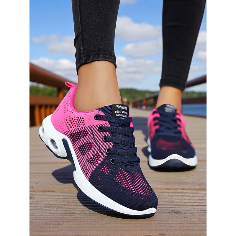 Women's Flyknit Sneakers with Air Cushion Sole – Casual Lightweight Running Shoes for Fitness, Walking, Gym and Daily Wear2