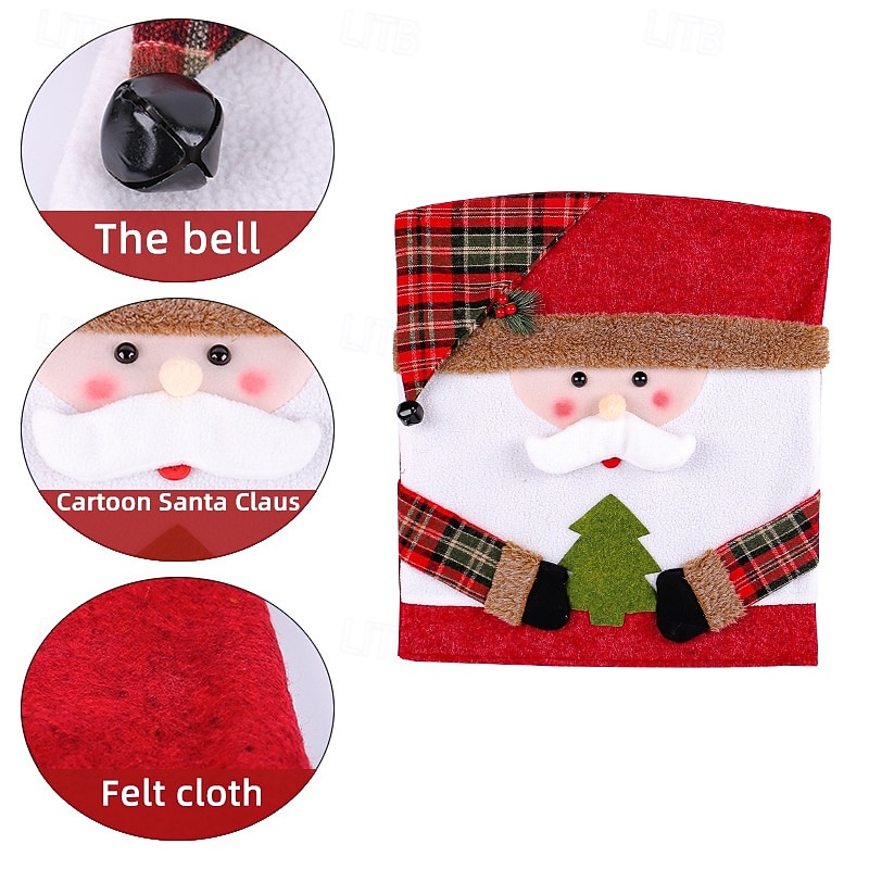 Christmas Chair Cover Holiday Decoration Plush Doll Chair Cap European Style Ornament for Home Dining Room Stool Cover Festive Seasonal Christmas Party Accessory2