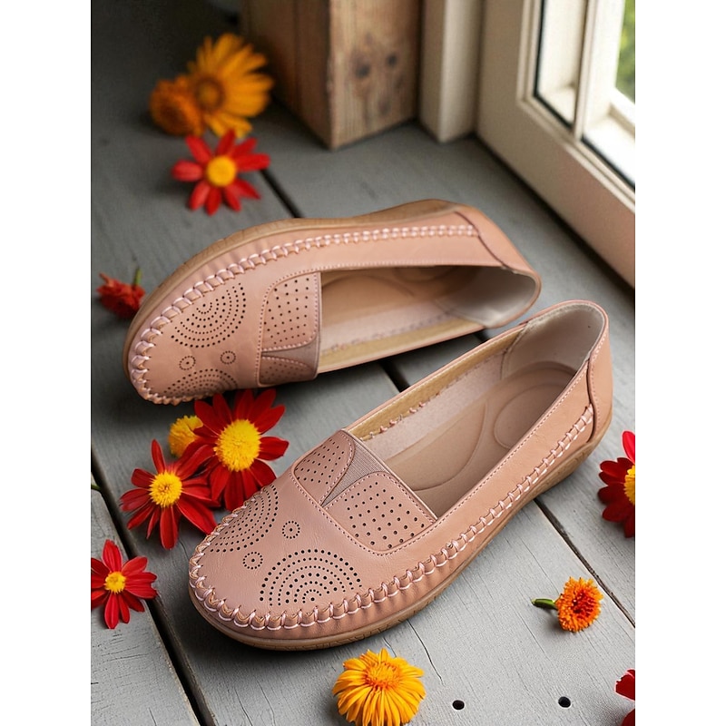 Women's Slip-On Loafers with Laser Cut Details – Casual Flat Moccasin Shoes for Daily Walking and Driving4