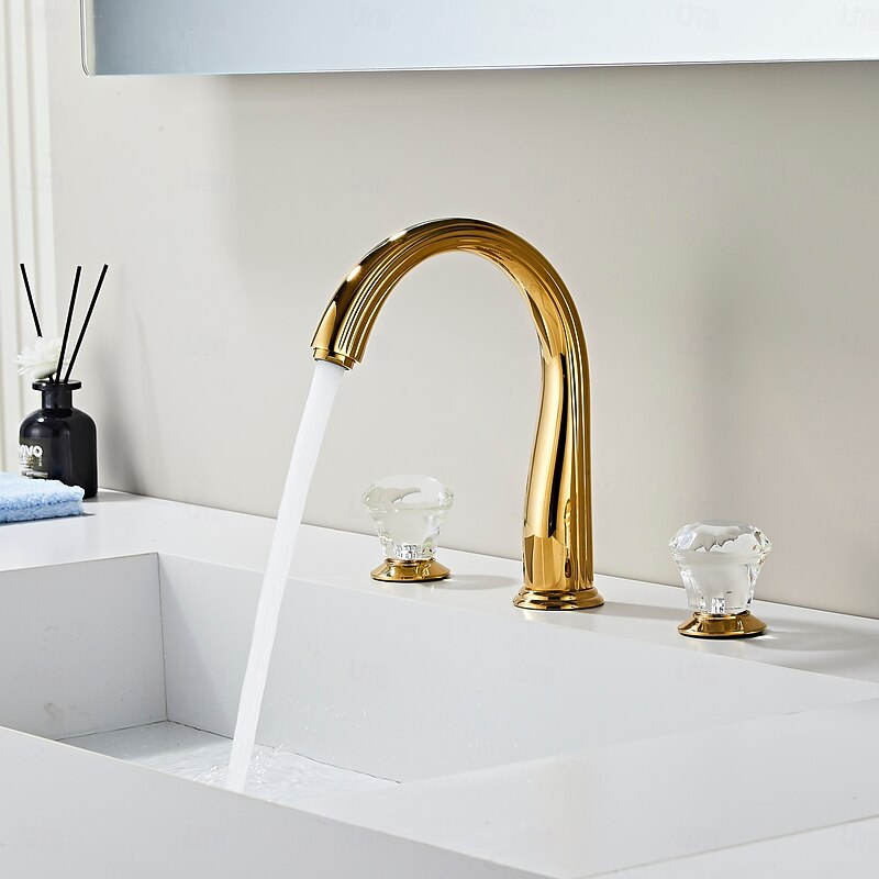 Bathroom Sink Faucet - Classic / Widespread Electroplated Widespread Two Handles Three HolesBath Taps4