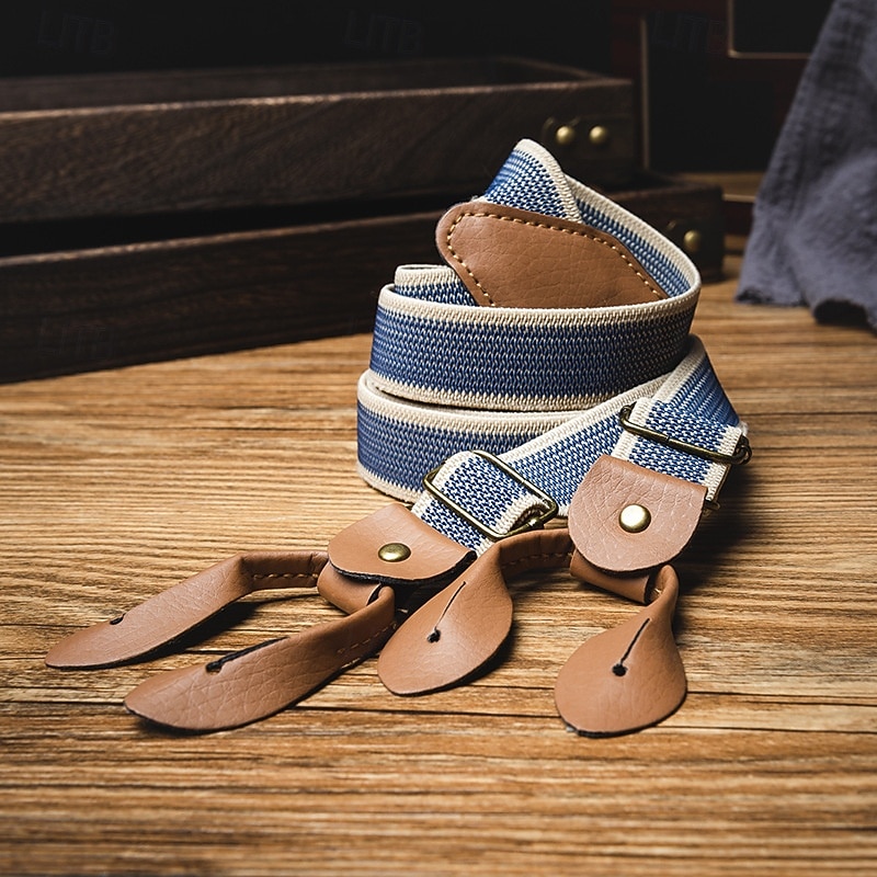 Men's Suspenders Waist Belt Blue Polyester Alloy Adjustable Plain Plaid / Striped / Chevron / Round Daily Formal Evening3