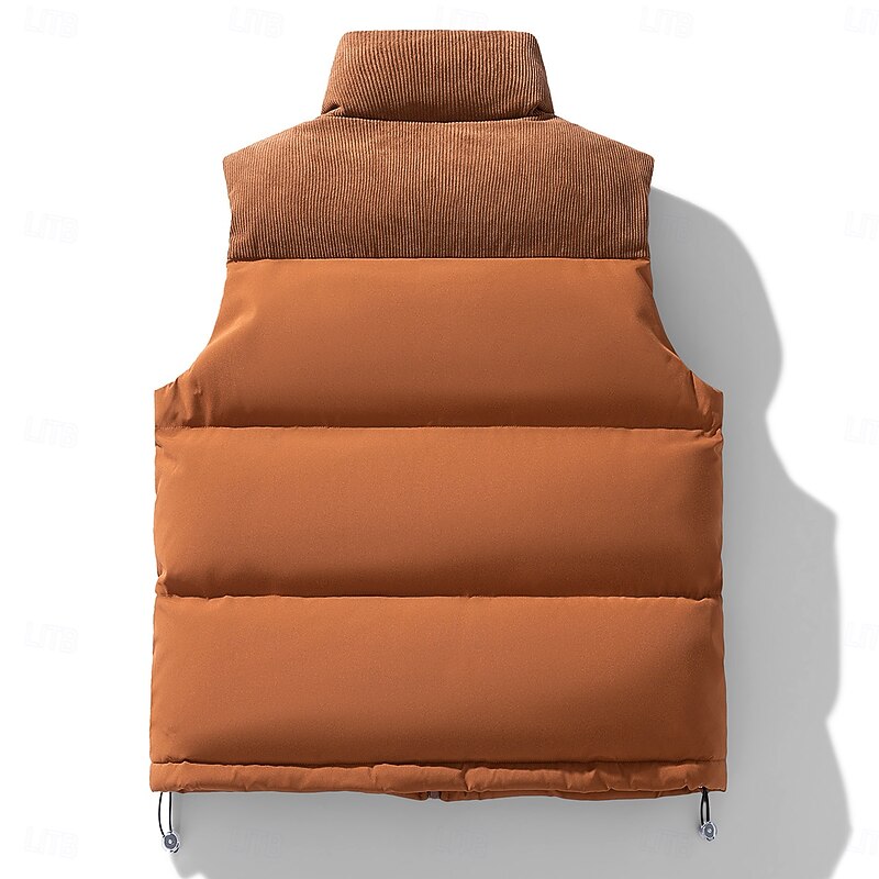 Men's Puffer Vest Corduroy Vest Quilted Vest Vacation Casual Daily Wear Going out Fashion Basic Spring &  Fall Zipper Padded 100% Polyester Corduroy Comfortable Color Block Zipper Stand Collar2