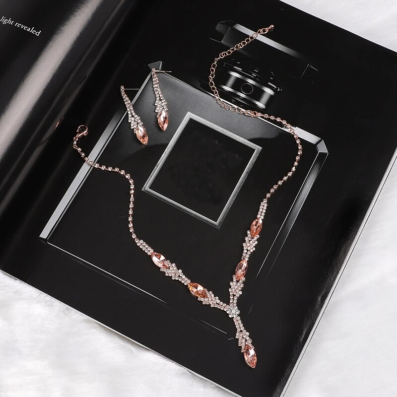 Bridal Jewelry Sets Two-piece Suit Imitation Diamond 1 Necklace Earrings Women's Elegant Personalized Luxury Lovely Classic Drop Love Jewelry Set For Wedding Party Evening Wear Gift3