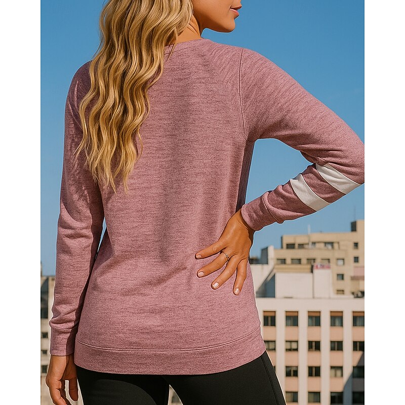 Women's Pullover Sweatshirt Casual Tops Long Sleeve Top Athleisure Fall V Neck Patchwork Soft Breathable Outdoor Running Yoga Sportswear Activewear Pink Green Khaki2