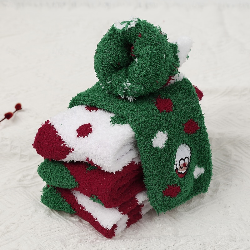 Christmas Socks for Women, Versatile Mid-Calf Cotton Socks, Thick Plush Coral Fleece Winter Socks, Warm Cozy Cute Fuzzy Socks for Holiday & Daily Wear2