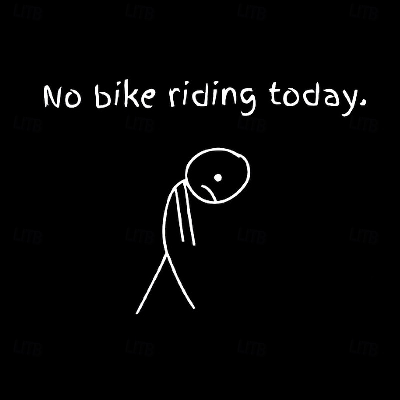 Men's Long Sleeve Graphic Tee, 'No bike riding today' Sad Stick Figure Cycling Humor Shirt2