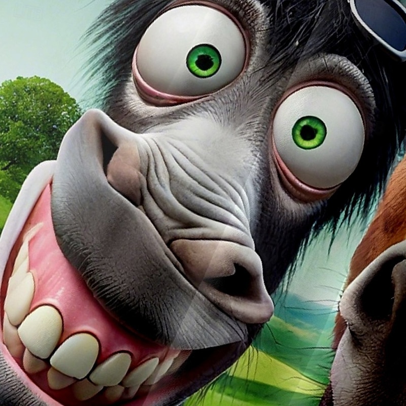 Men's Animal Sheep Donkey Shirt Button Up Shirt Short Sleeve Funny Outdoor Vacation Summer Spring Turndown 3D Print Collared Shirts Front One Pocket Green3