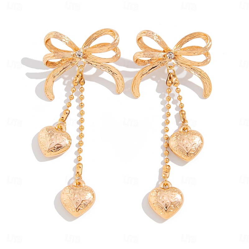 Women's Hoop Earrings Geometrical Heart Precious Bowknot Elegant Fashion Cute Imitation Diamond Earrings Jewelry Silver / Golden For Wedding Party Daily 1 Pair2